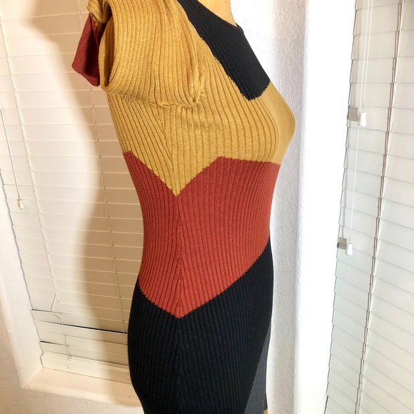 SPENSE STRAIGHT black knitted DRESS S M long slee - Picture 6 of 8